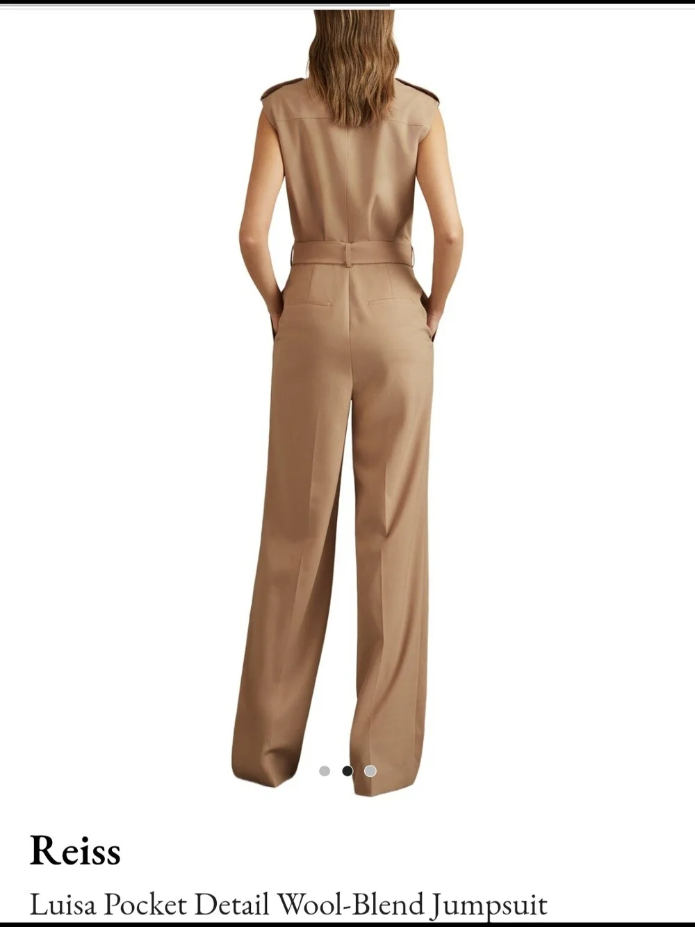Reiss Sleeveless Belted Jumpsuit in Camel - Picture 2 of 3